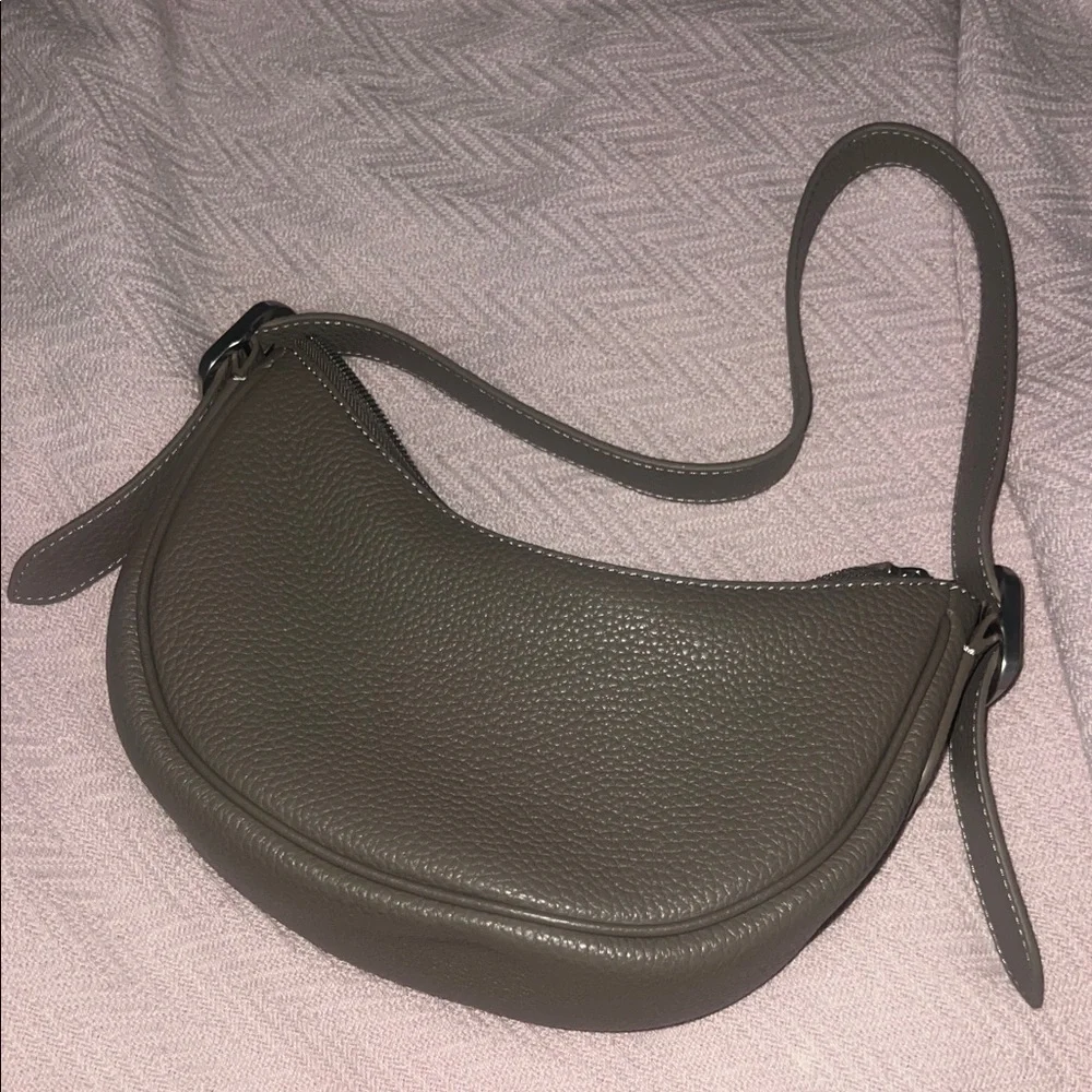 Quince Olive Gray Crescent Shoulder Bag